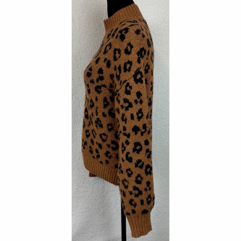 OLD NAVY • Brown Leopard Print Mock-Neck Long Sleeve Knit Sweater, XS - Picture 8 of 14
